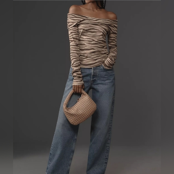 Pilcro Off-The-Shoulder Long-Sleeve Top, XL, Neutral Zebra Print - Picture 5 of 16